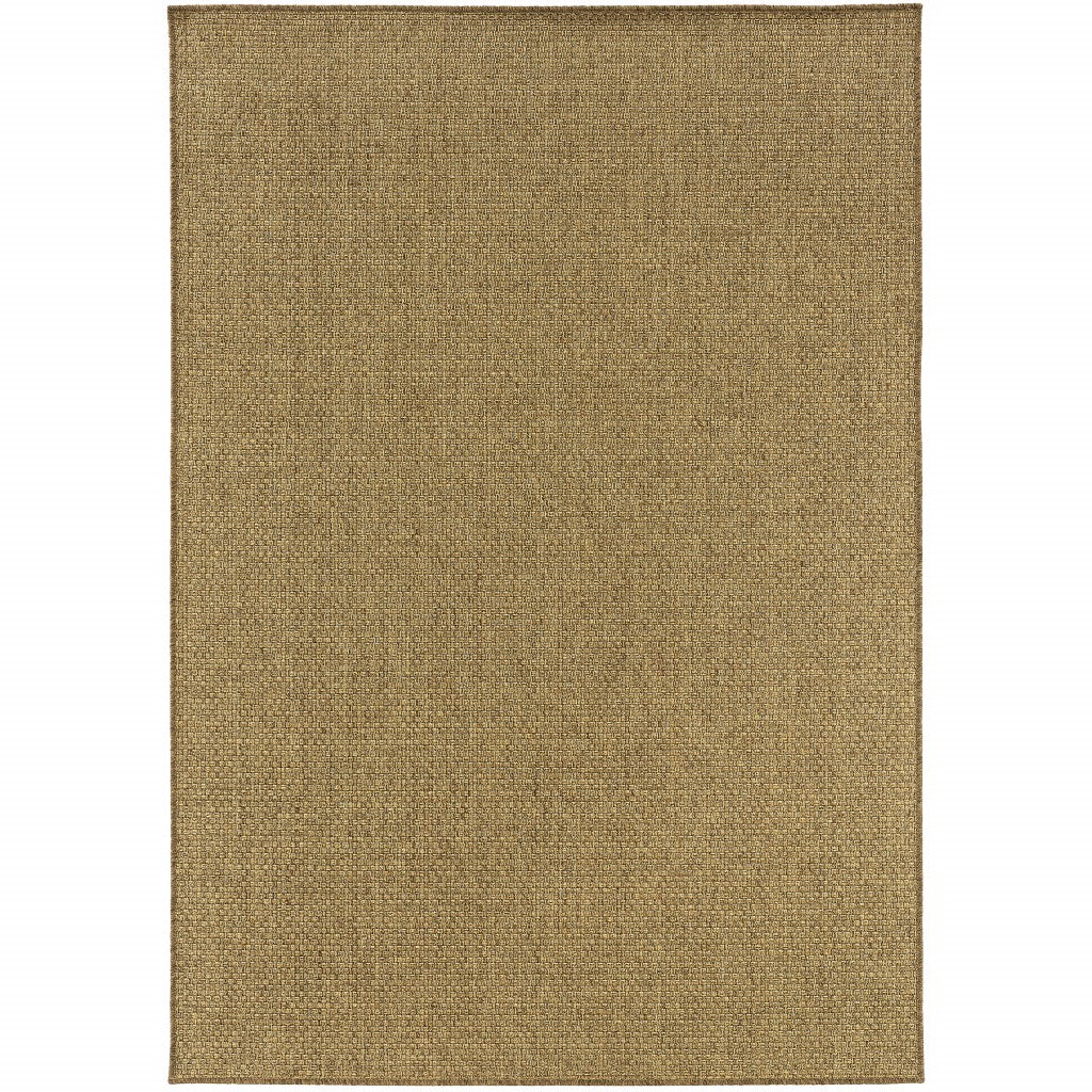 HomeRoots Polypropylene 9’x13’ Solid Tan Indoor Outdoor Area Rug