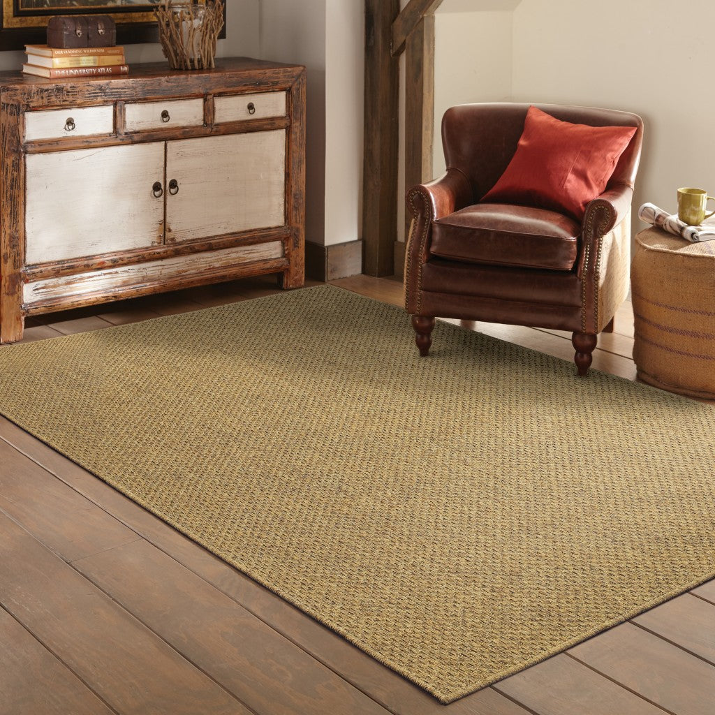 HomeRoots Polypropylene 9’x13’ Solid Tan Indoor Outdoor Area Rug