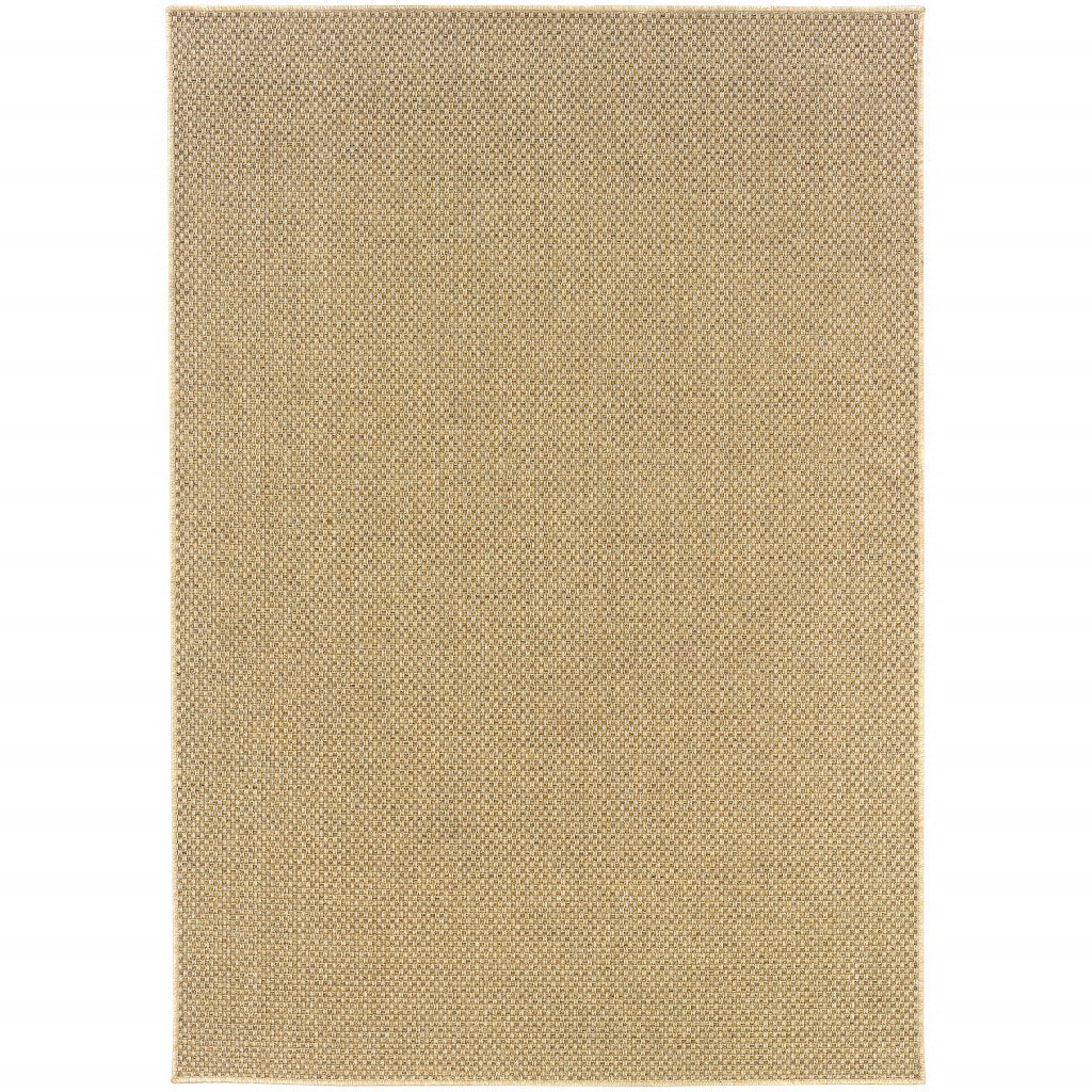 HomeRoots Polypropylene 7’x10’ Solid Sand Beige Indoor Outdoor Area Rug