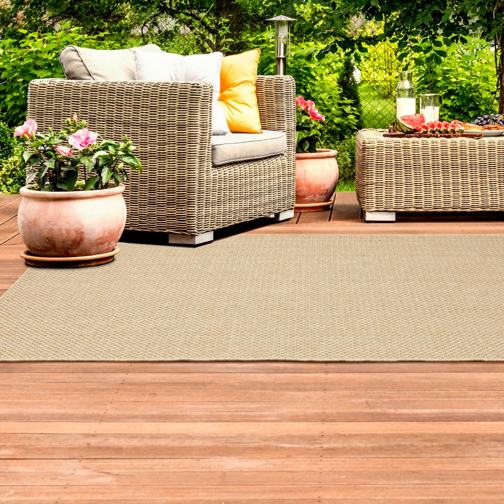HomeRoots Polypropylene 7’x10’ Solid Sand Beige Indoor Outdoor Area Rug