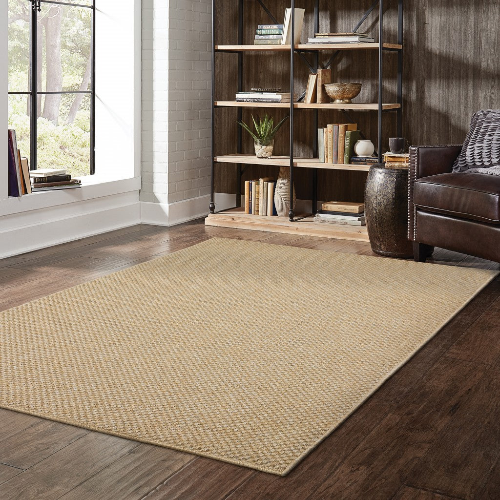 HomeRoots Polypropylene 7’x10’ Solid Sand Beige Indoor Outdoor Area Rug