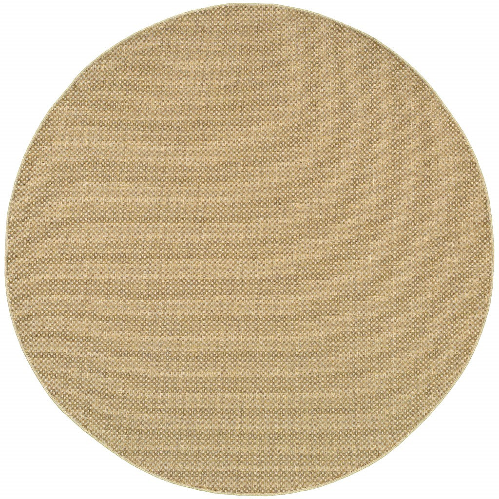 HomeRoots Polypropylene 8’ Round Solid Sand Beige Indoor Outdoor Area Rug