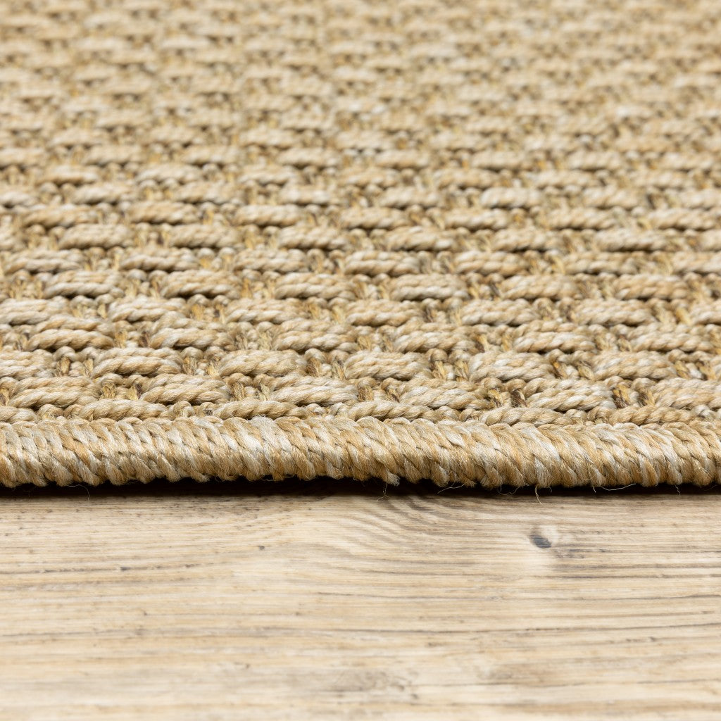 HomeRoots Polypropylene 8’ Round Solid Sand Beige Indoor Outdoor Area Rug