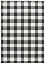 HomeRoots Polypropylene 7’x10’ Black and Ivory Gingham Indoor Outdoor Area Rug