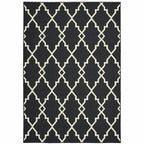 HomeRoots Polypropylene 8’x11’ Black and Ivory Trellis Indoor Outdoor Area Rug