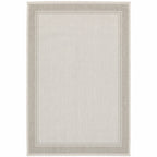 HomeRoots Polypropylene 7’x9’ Ivory and Gray Bordered Indoor Outdoor Area Rug