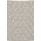 HomeRoots Grey Polypropylene 3’x5’ Gray and Ivory Trellis Indoor Outdoor Area Rug