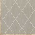 HomeRoots Grey Polypropylene 7’x9’ Gray and Ivory Trellis Indoor Outdoor Area Rug