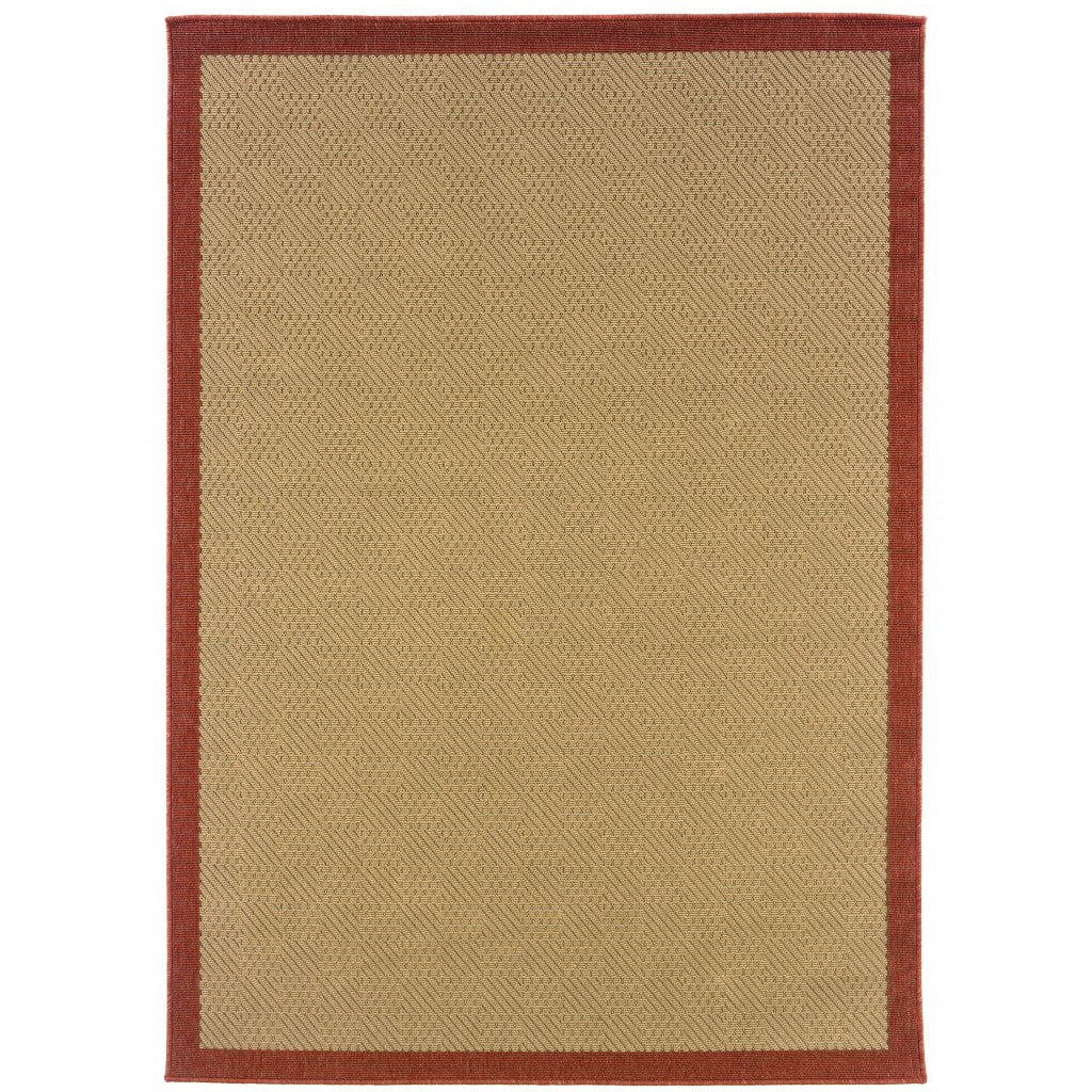 2X4 Beige And Red Plain Indoor Outdoor Scatter Rug