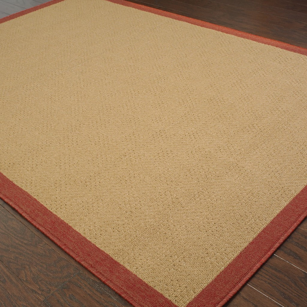 2X4 Beige And Red Plain Indoor Outdoor Scatter Rug