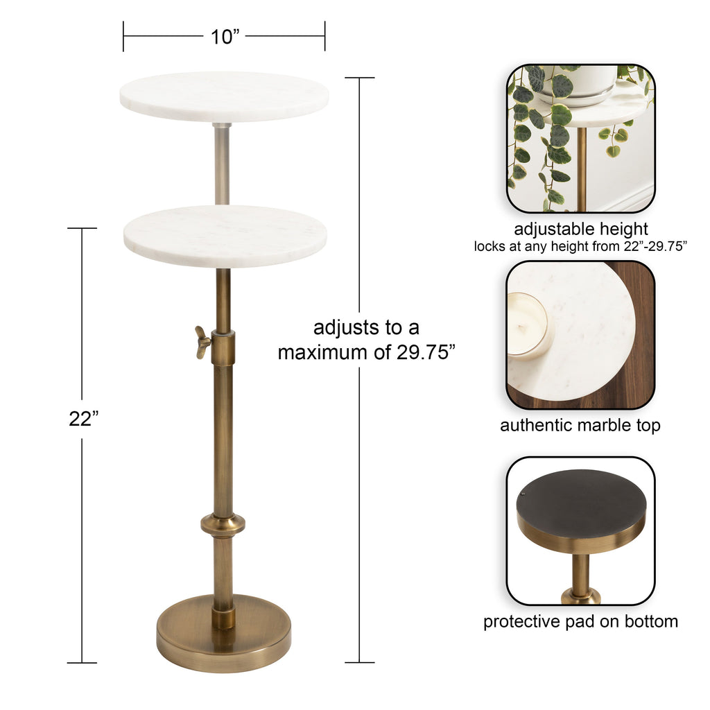Engles Adjustable Marble Table and Plant Stand
