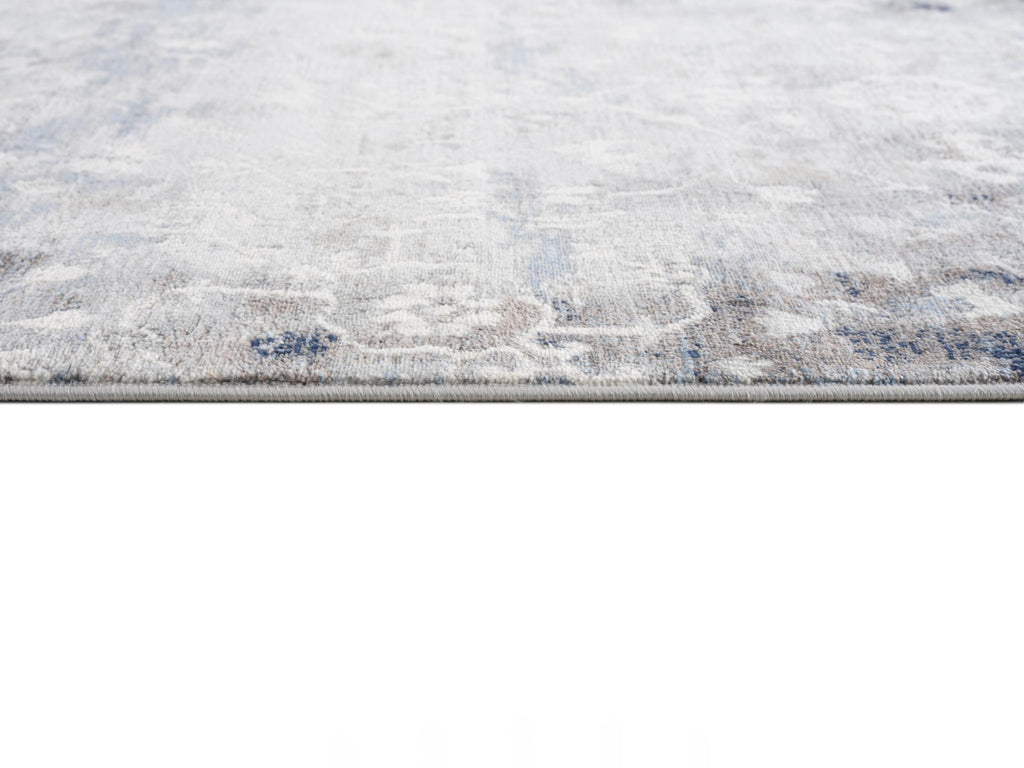 HomeRoots 100% Polypropylene 2’ x 5’ Navy and Beige Distressed Vines Area Rug