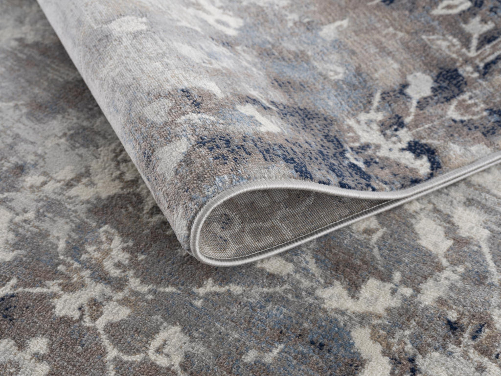 HomeRoots 100% Polypropylene 2’ x 8’ Navy and Beige Distressed Vines Runner Rug