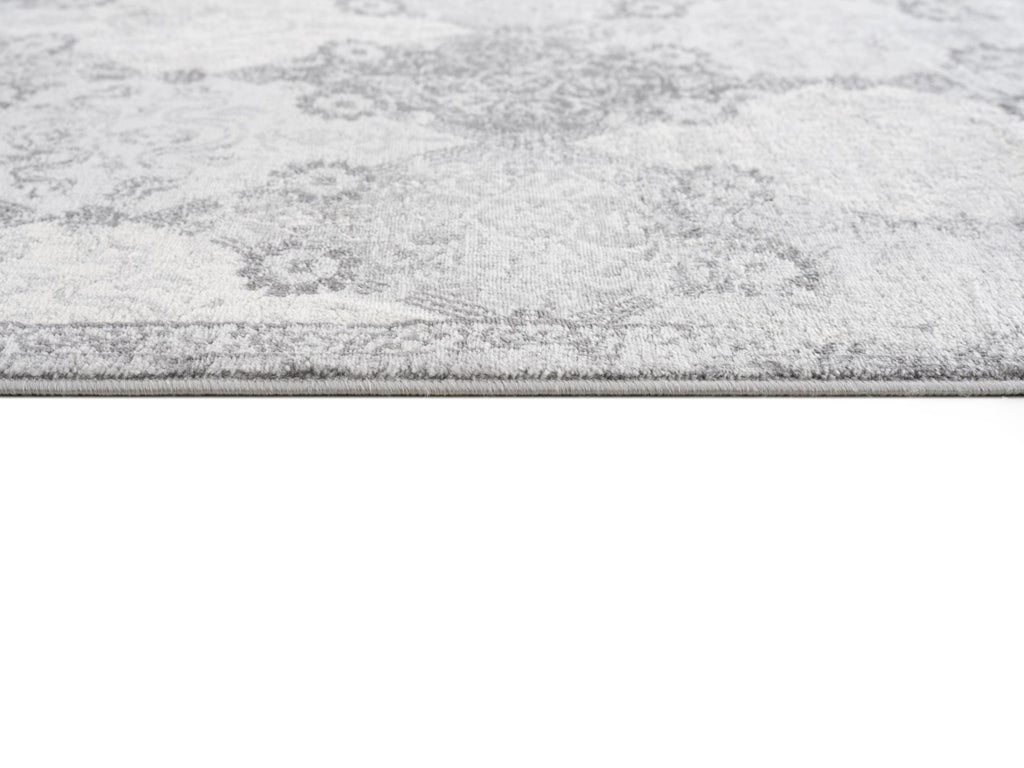 HomeRoots Grey 100% Polypropylene 2’ x 5’ Gray Distressed Trellis Pattern Area Rug