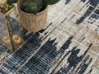 HomeRoots Multi 100% Twisted Polyester 4â€ x 6â€ Blue and Red Mod Distressed Area Rug
