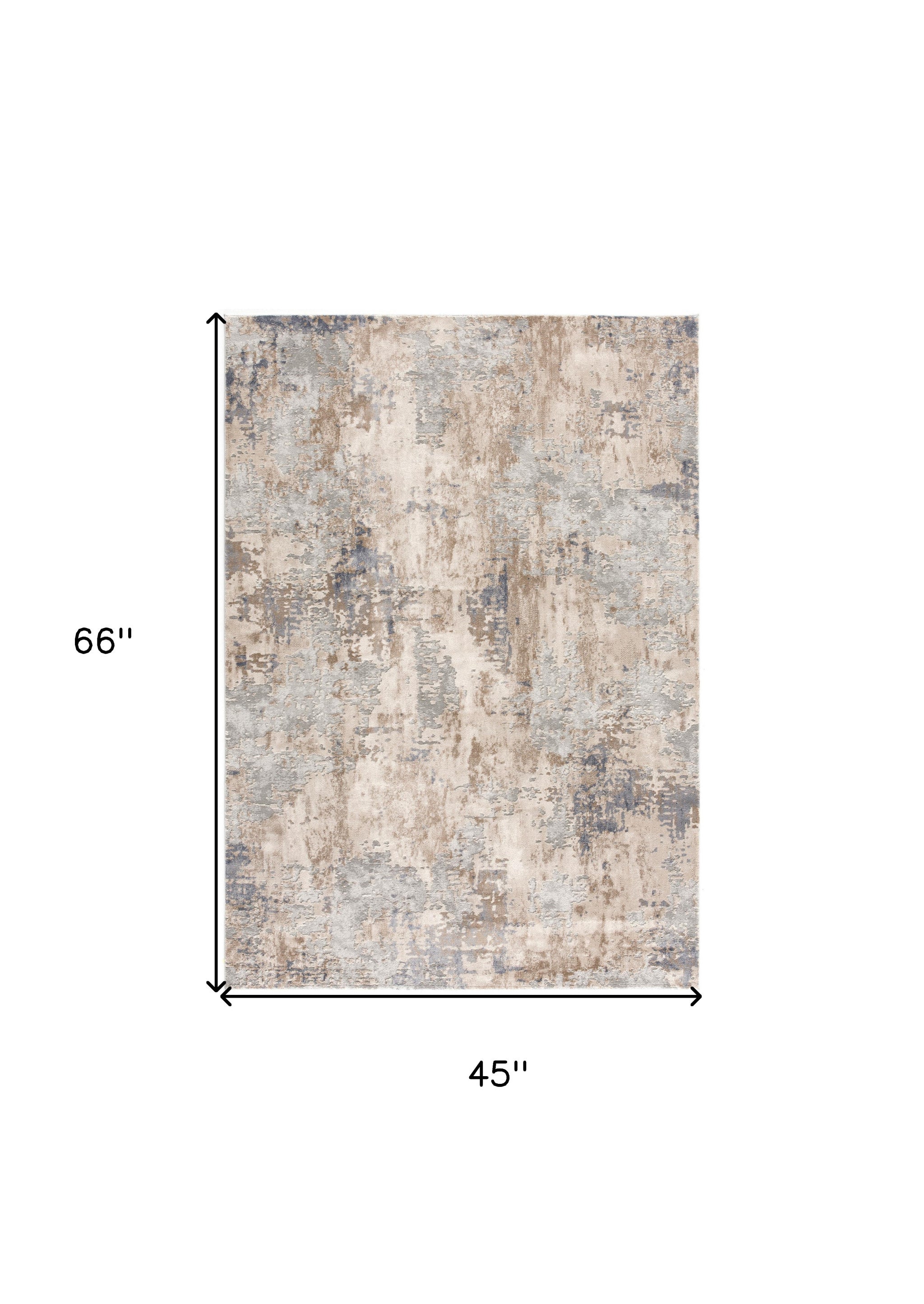 HomeRoots 100% High Grade Polypropylene 4â€ x 6â€ Beige and Ivory Abstract Area Rug