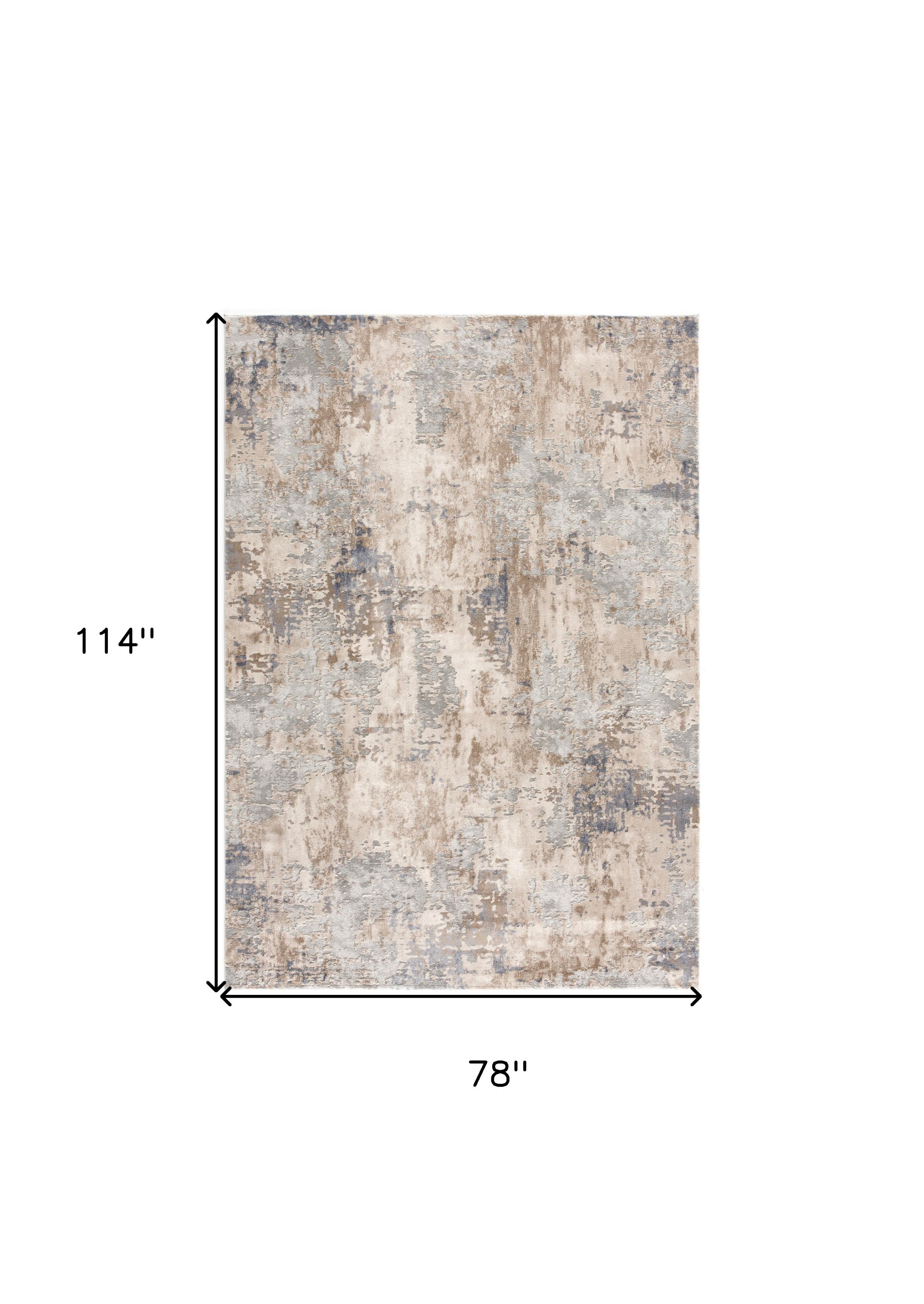 HomeRoots 100% High Grade Polypropylene 7â€ x 10â€ Beige and Ivory Abstract Area Rug
