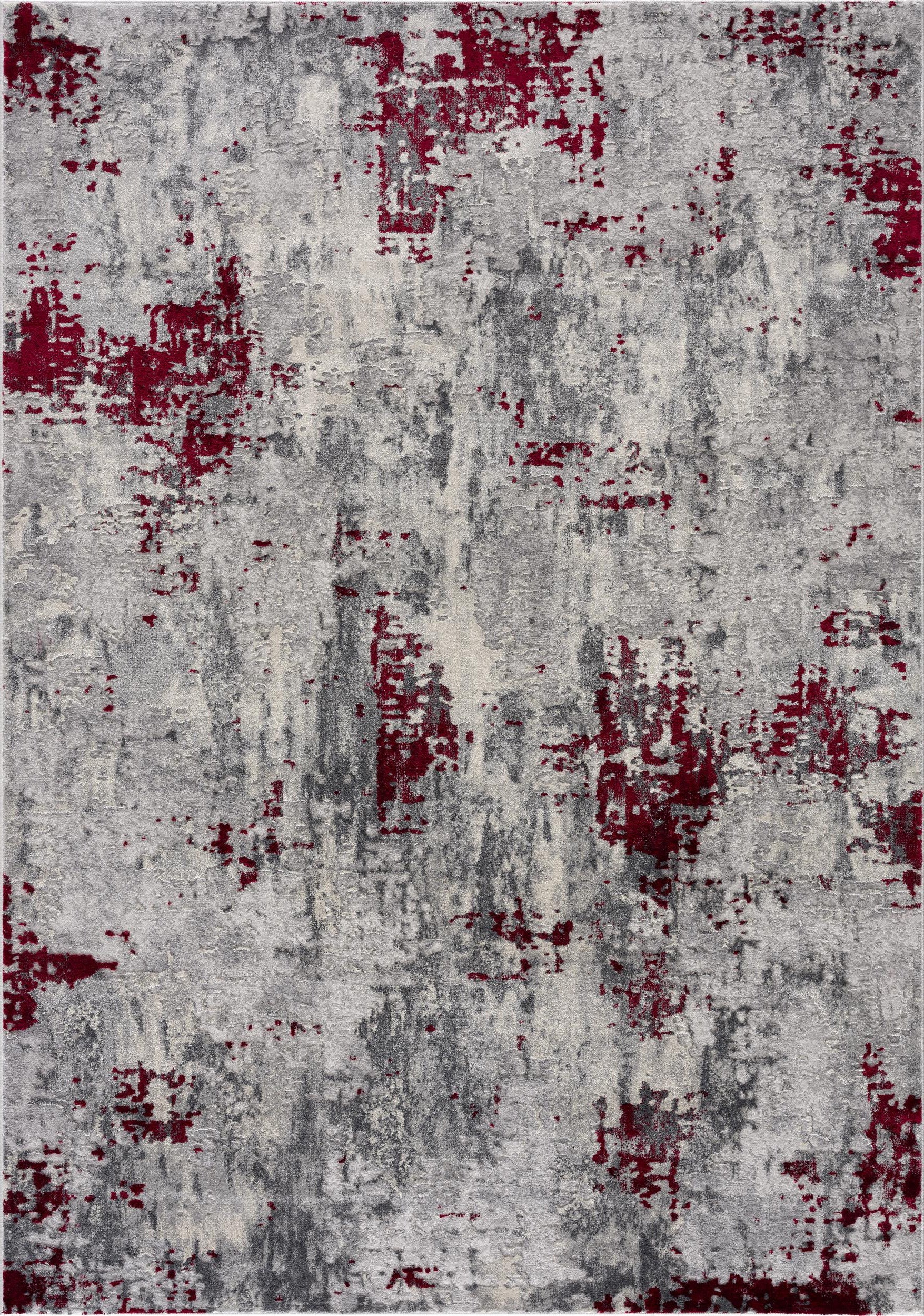HomeRoots 100% High Grade Polypropylene 8â€ x 11â€ Red and Gray Modern Abstract Area Rug