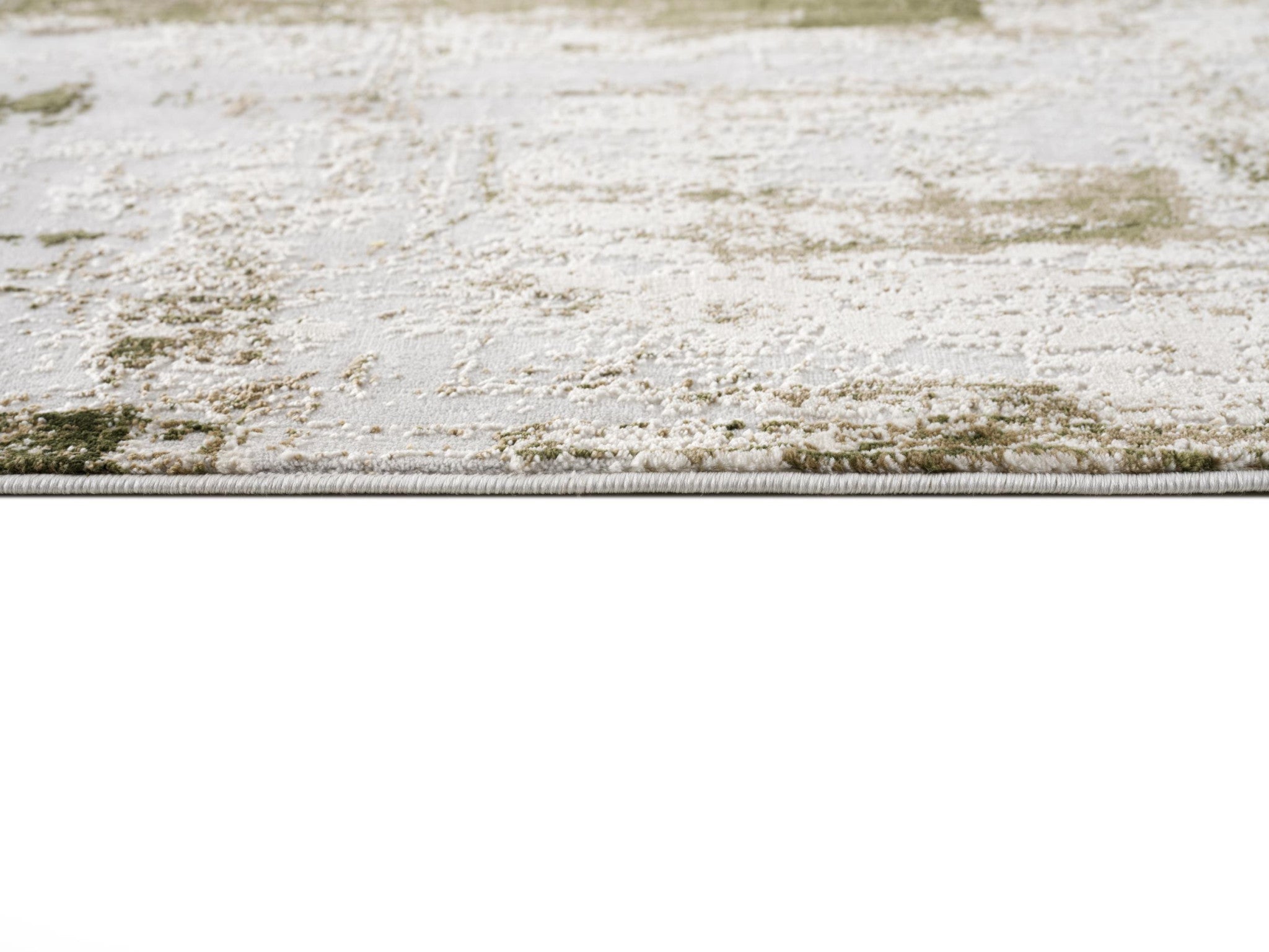 HomeRoots 100% High Grade Polypropylene 8â€ x 11â€ Green and Ivory Distressed Area Rug