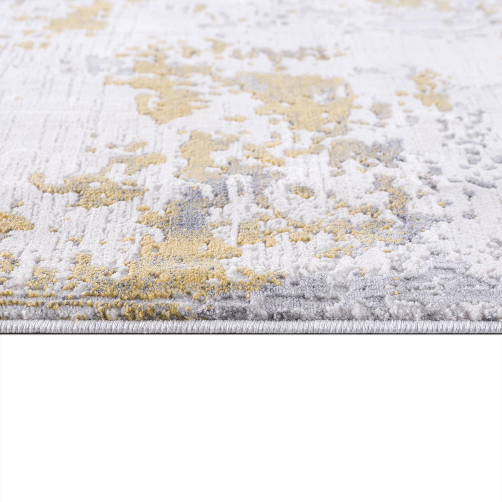 HomeRoots 100% High Grade Polypropylene 5â€ x 8â€ Gold and Gray Abstract Area Rug