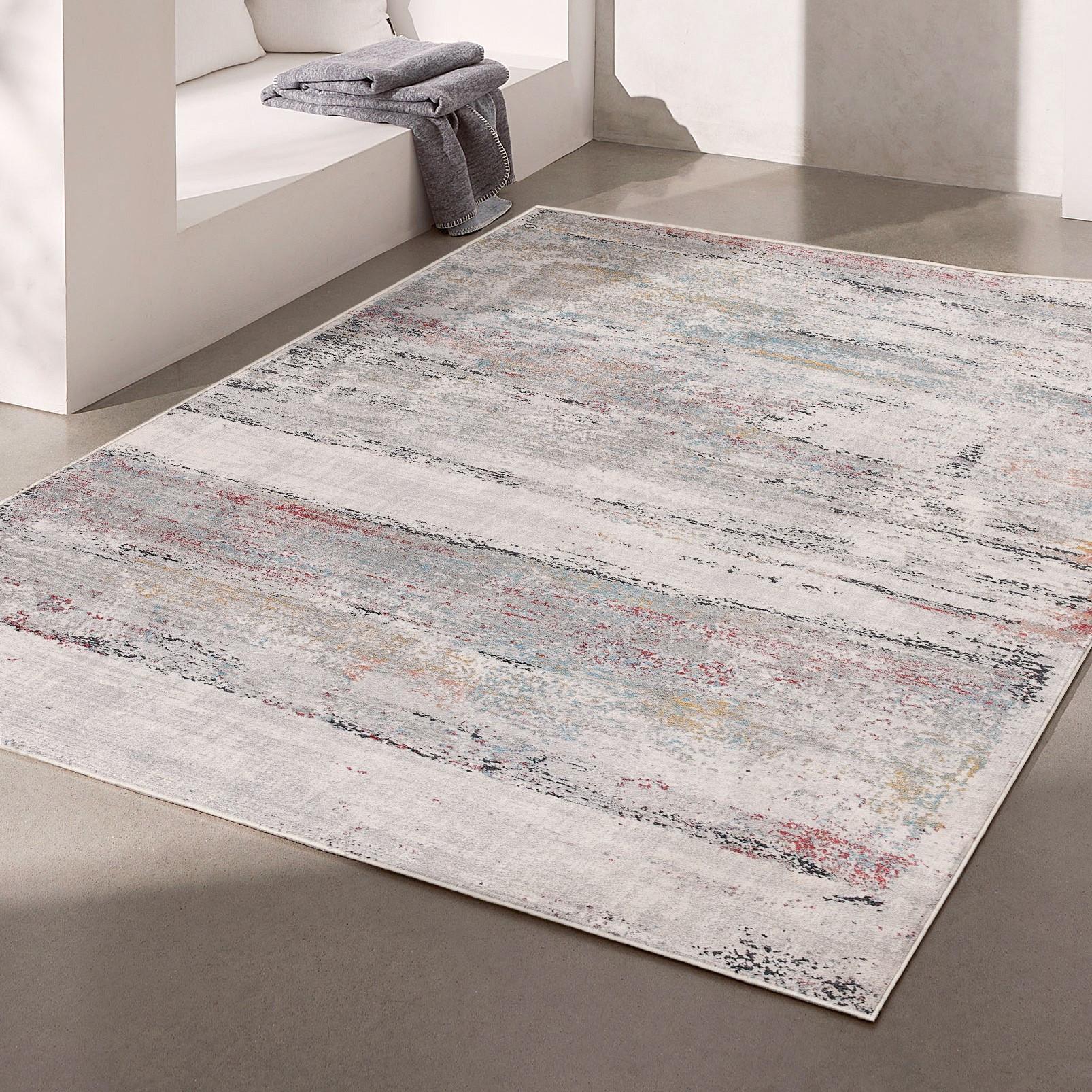 5 X 8 Gray Abstract Irregular Blocks Area Rug