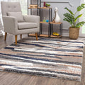 4 X 6 Gray And Black Strokes Area Rug