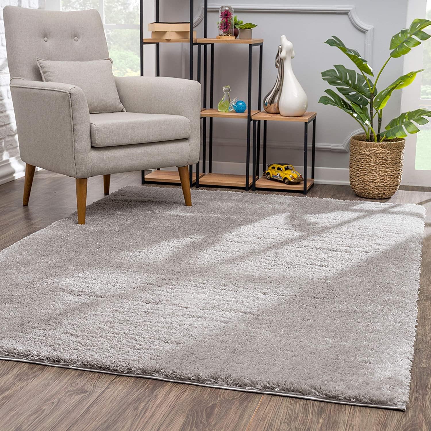 8 X 11 Gray Modern Solid Shag Area Rug