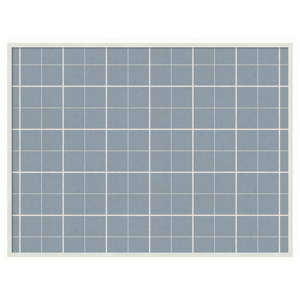 Framed Fabric Pinboard Light Blue Plaid Wall Organization