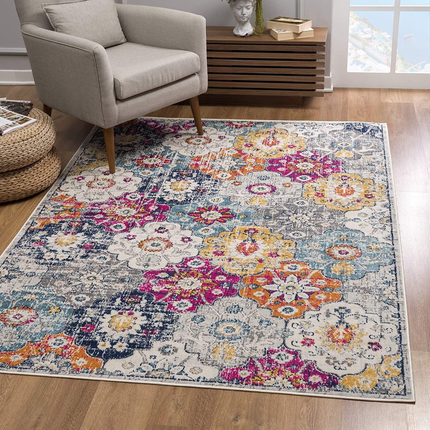 2 X 15 Rust Distressed Floral Runner Rug