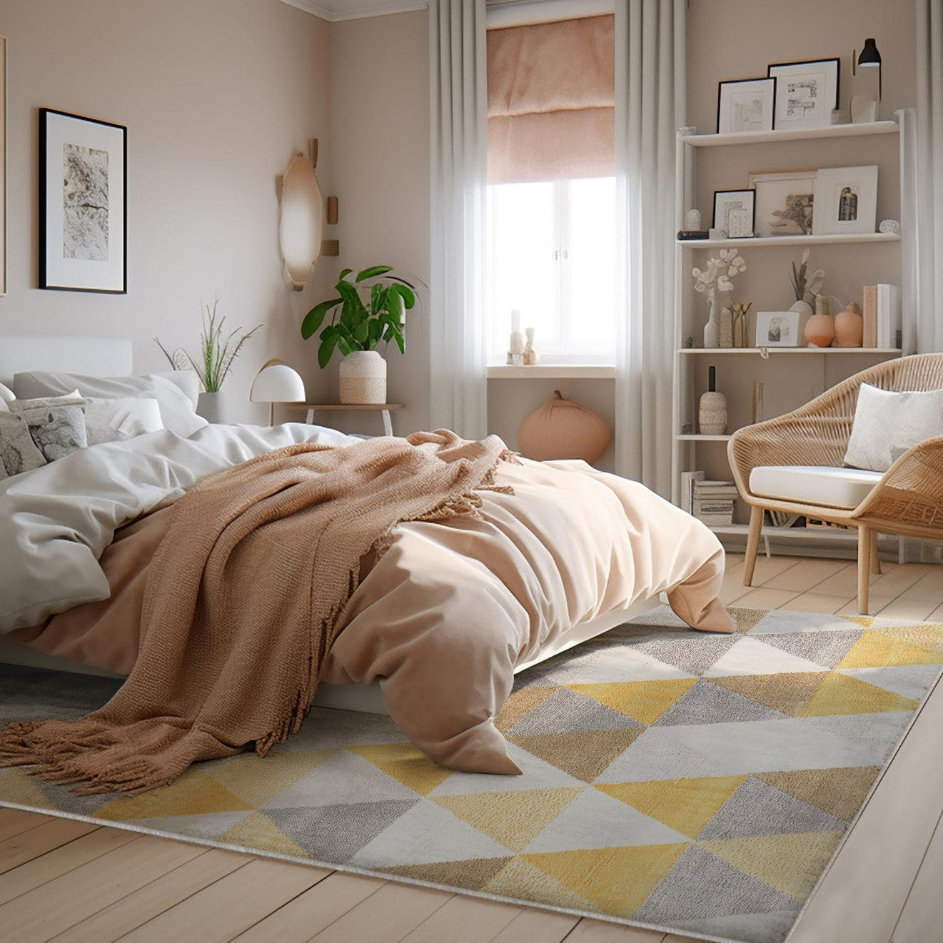 8 X 11 Yellow Triangular Lattice Area Rug