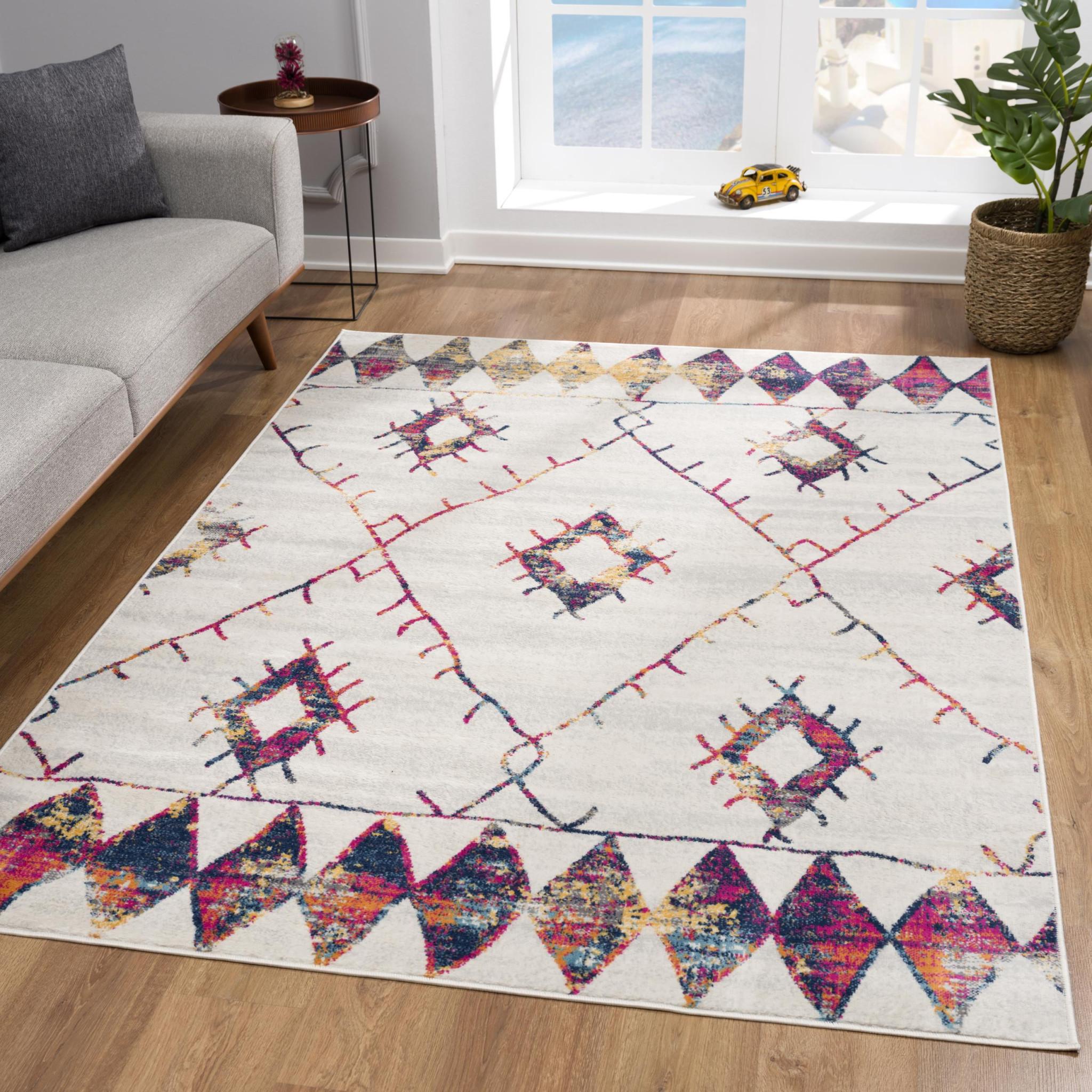 9 X 13 White Berber Pattern Area Rug
