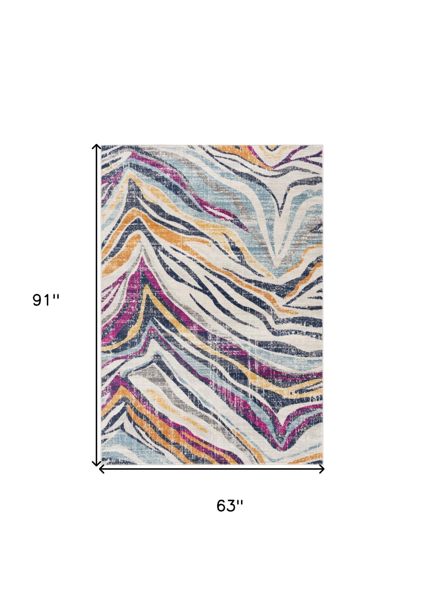 5 X 8 Blue And Gold Zebra Pattern Area Rug