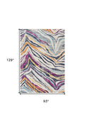 8 X 11 Blue And Gold Zebra Pattern Area Rug