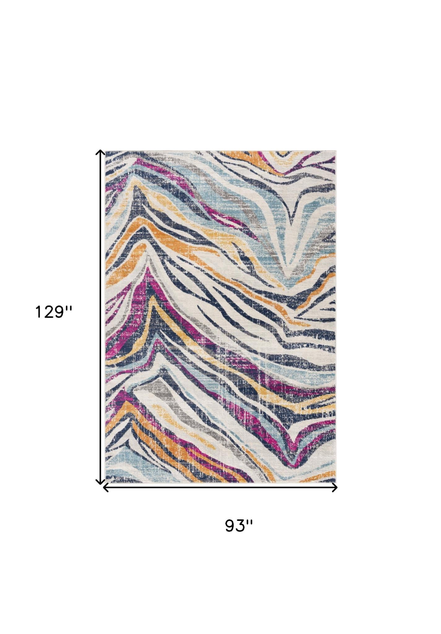 8 X 11 Blue And Gold Zebra Pattern Area Rug
