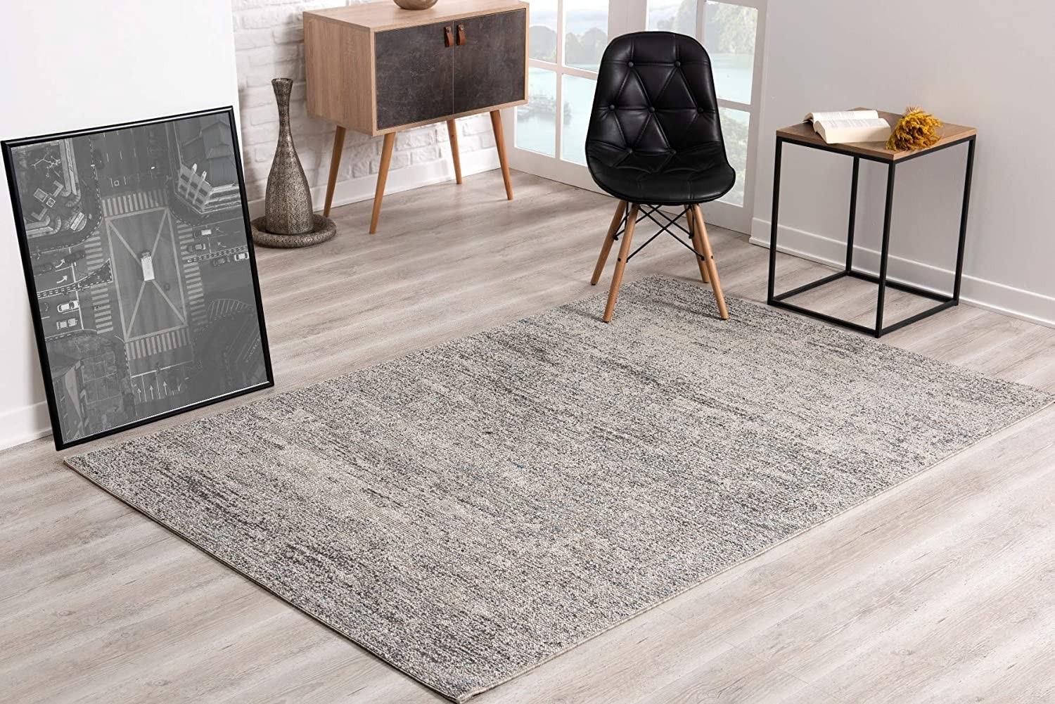 8 X 10 Blue And Gray Distressed Area Rug