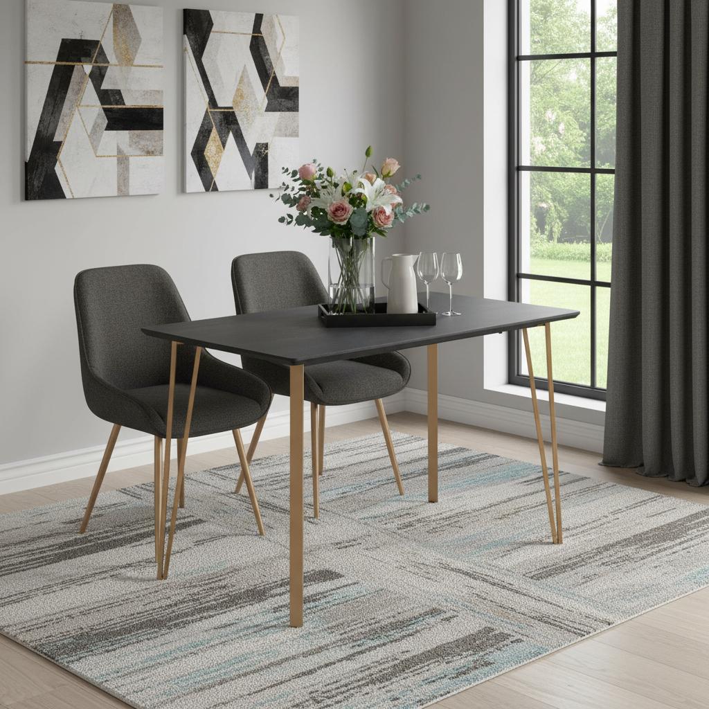 55 Black And Gold Wood And Steel Counter Height Dining Table