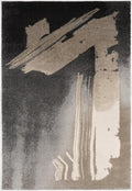 8 x 11 Gray and Tan Abstract Stroke Area Rug