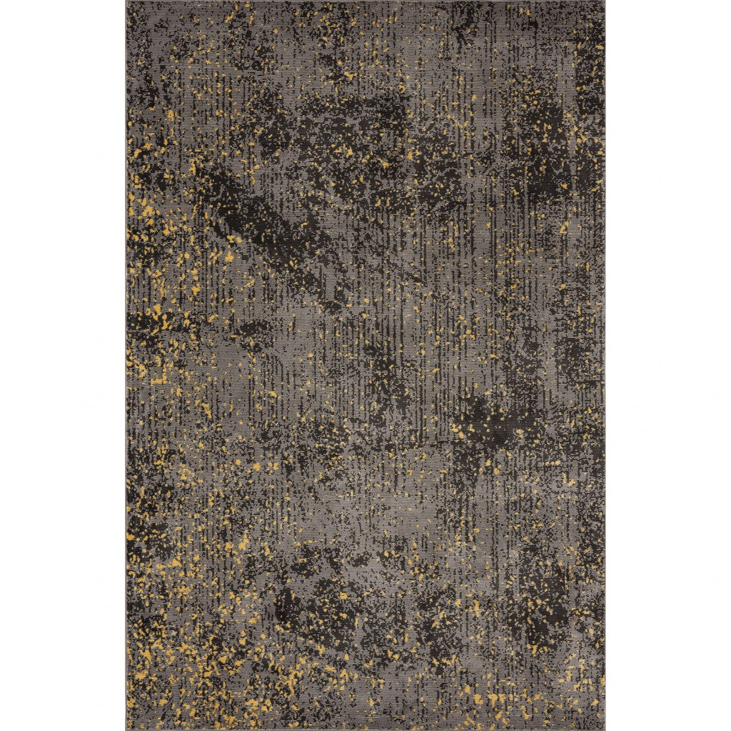 8 x 10 Gray and Yellow Abstract Sprinkle Area Rug