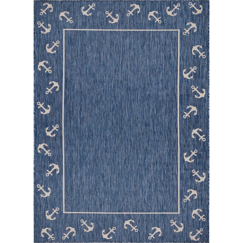 5 x 7 Navy Anchor Indoor Outdoor Area Rug