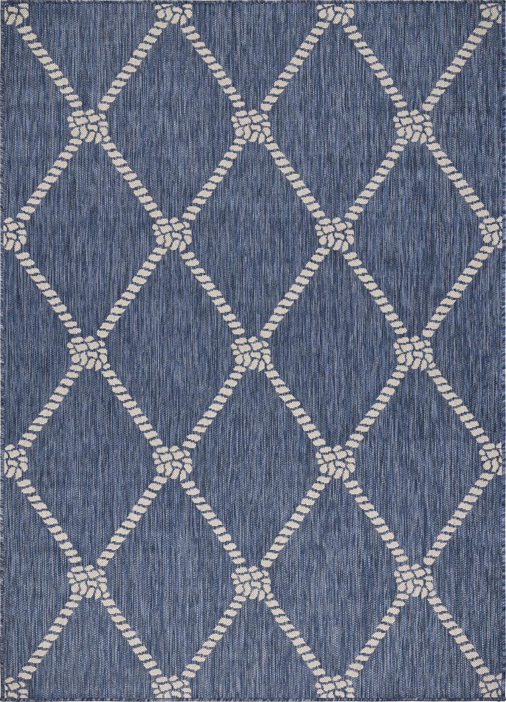 8 x 10 Round Navy Knot Indoor Outdoor Area Rug