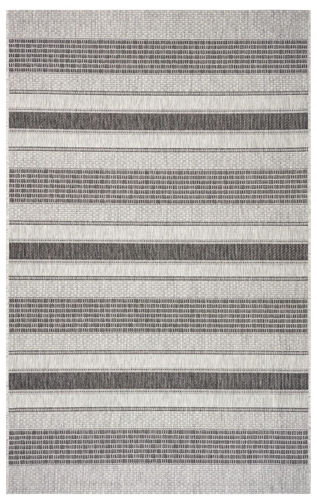 5 x 8 Monochrome Striped Indoor Outdoor Area Rug