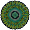 3 Round Green Peacock Feather Area Rug