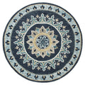 7 Round Blue Floral Medallion Area Rug