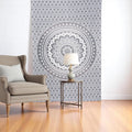 80 X 56 Gray And White Mandala Cotton Hanging Tapestry
