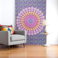 80 X 56 Purple Pink And Yellow Mandala Cotton Hanging Tapestry