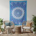 80 X 56 Royal Blue Mandala Cotton Hanging Tapestry