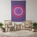80 X 56 Purple Pink And White Mandala Cotton Hanging Tapestry