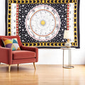 80 X 56 Black White And Yellow Cotton Hanging Tapestry