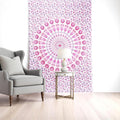 80 X 56 Pink And White Mandala Cotton Hanging Tapestry