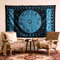 80 X 56 Black And Blue Cotton Hanging Tapestry